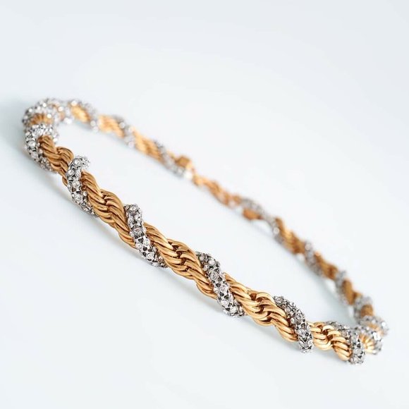 ZARA GOLD  NTERWOVEN CORD BELT RHINESTONES GOLDEN main image 5